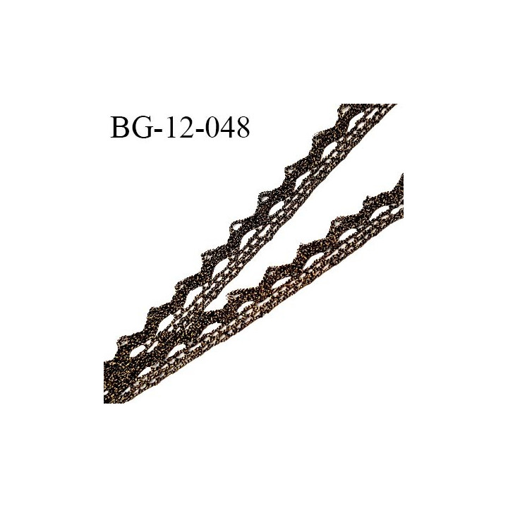 Galon ruban style dentelle lurex couleur noir et or largeur 12 mm prix au mètre