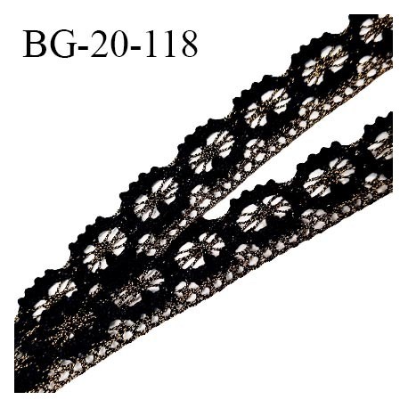 Galon ruban style dentelle lurex couleur noir et or largeur 20 mm prix au mètre