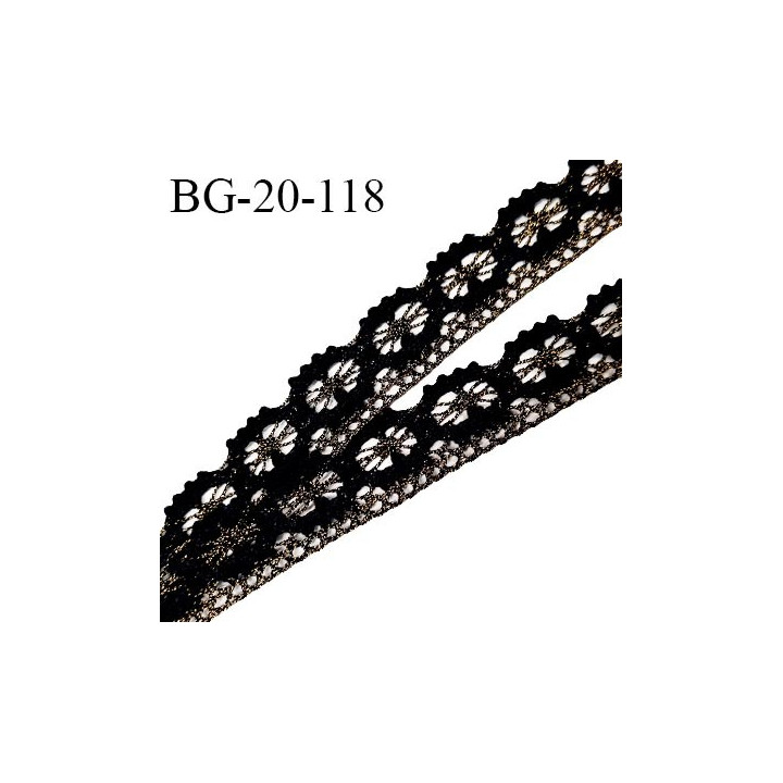 Galon ruban style dentelle lurex couleur noir et or largeur 20 mm prix au mètre