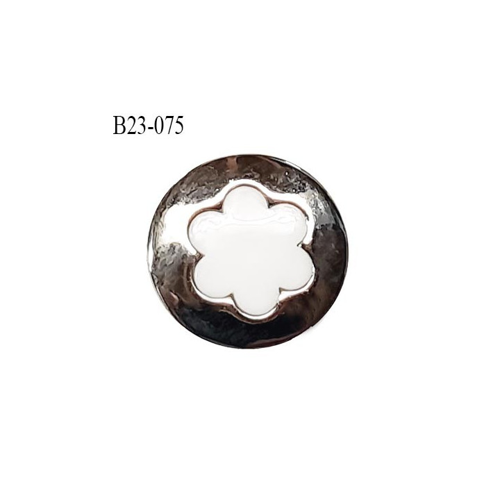Bouton 23 mm en pvc couleur blanc sur socle couleur chrome diamètre 23 mm prix à l'unité