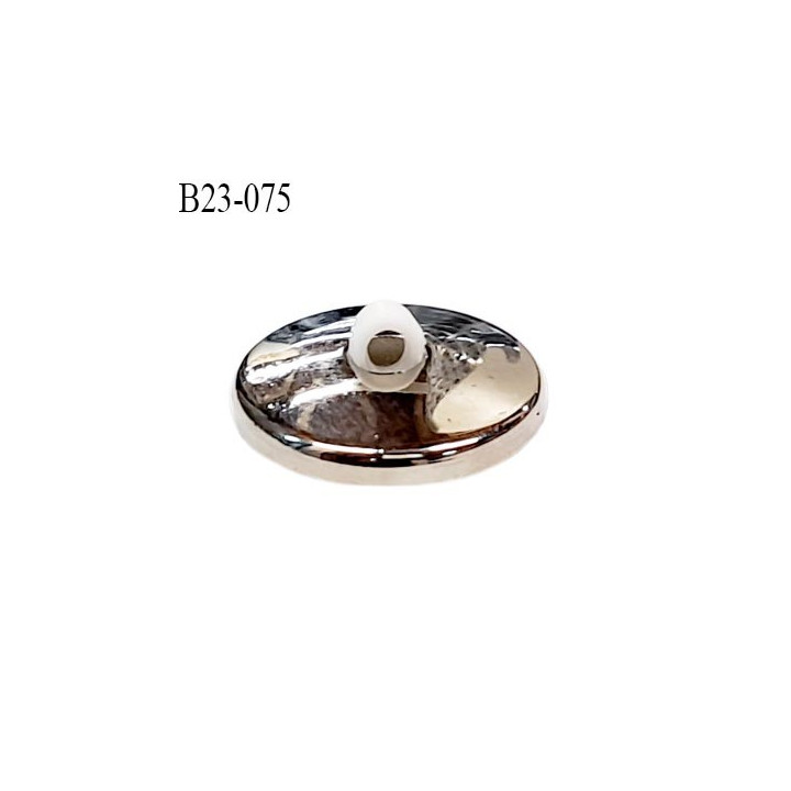 Bouton 23 mm en pvc couleur blanc sur socle couleur chrome diamètre 23 mm prix à l'unité