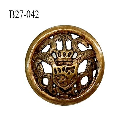Bouton 27 mm pvc couleur laiton vieilli motif style blason accroche avec un anneau diamètre 27 mm épaisseur 5 mm prix à la pièce