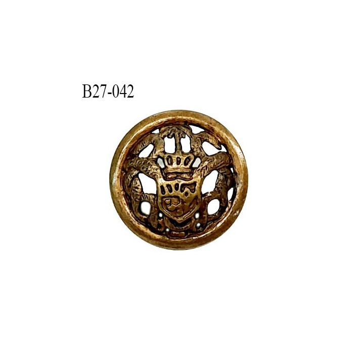 Bouton 27 mm pvc couleur laiton vieilli motif style blason accroche avec un anneau diamètre 27 mm épaisseur 5 mm prix à la pièce