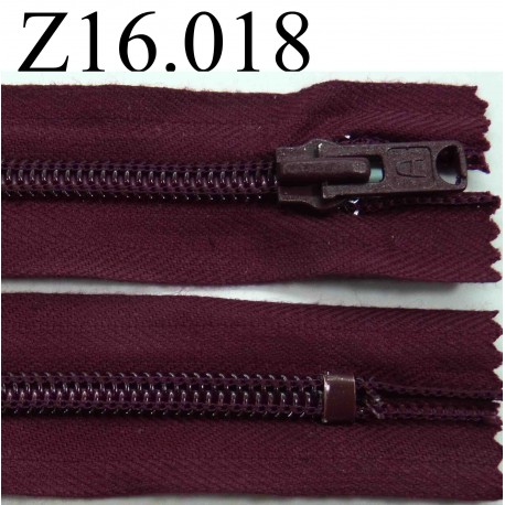 fermeture éclair longueur 16 cm couleur bordeau prune non séparable zip nylon largeur 2.8 cm largeur du zip 6 mm