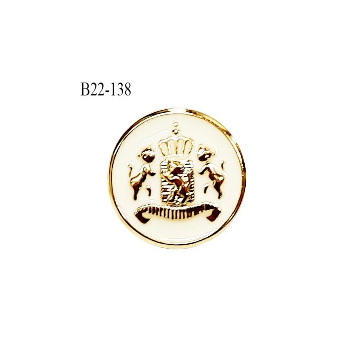 Bouton 22 mm pvc couleur doré et naturel motif style blason accroche avec un anneau diamètre 22 mm prix à la pièce