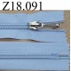fermeture éclair longueur 18 cm couleur bleu clair non séparable zip nylon largeur 3,2 cm largeur du zip 6 mm curseur métal
