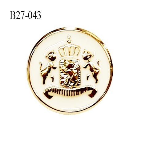 Bouton 27 mm pvc couleur doré et naturel motif style blason accroche avec un anneau diamètre 27 mm prix à la pièce
