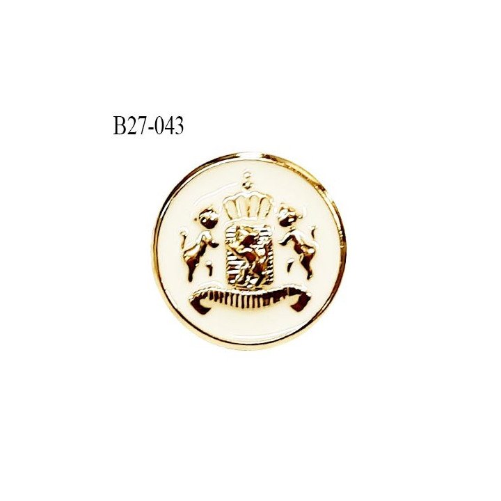 Bouton 27 mm pvc couleur doré et naturel motif style blason accroche avec un anneau diamètre 27 mm prix à la pièce