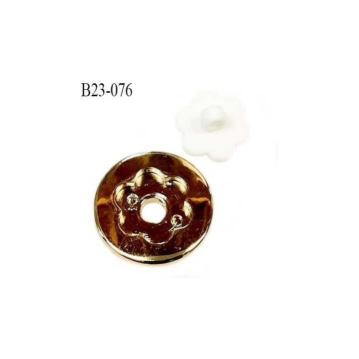 Bouton 23 mm en pvc couleur blanc sur socle couleur doré diamètre 23 mm prix à l'unité