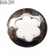 Bouton 18 mm en pvc couleur blanc sur socle couleur chrome accroche avec un anneau diamètre 18 mm prix à l'unité