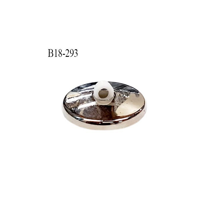 Bouton 18 mm en pvc couleur blanc sur socle couleur chrome accroche avec un anneau diamètre 18 mm prix à l'unité