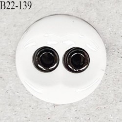 Bouton 22 mm en pvc couleur naturel et chrome 2 trous diamètre 22 mm épaisseur 4.5 mm prix à la pièce