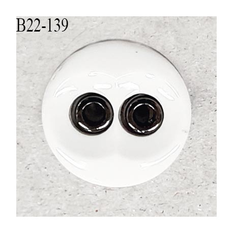 Bouton 22 mm en pvc couleur naturel et chrome 2 trous diamètre 22 mm épaisseur 4.5 mm prix à la pièce