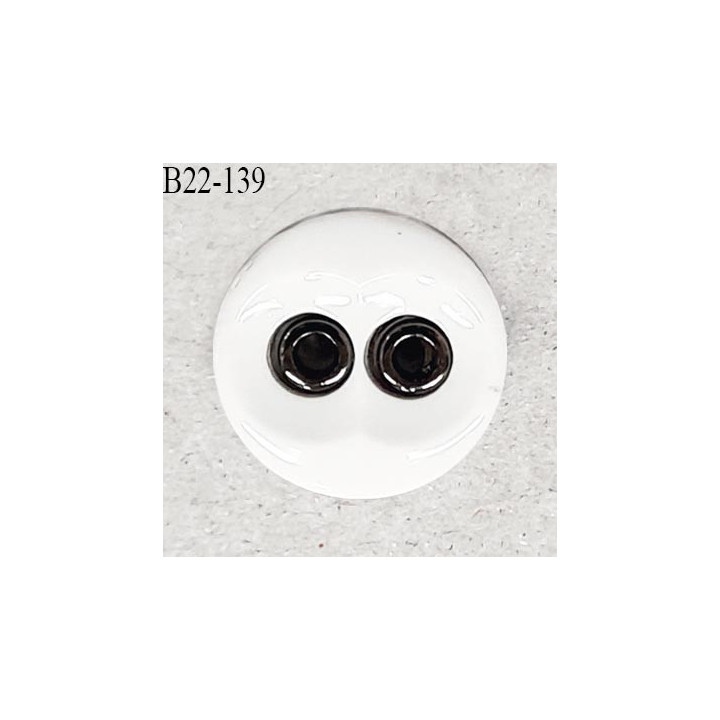 Bouton 22 mm en pvc couleur naturel et chrome 2 trous diamètre 22 mm épaisseur 4.5 mm prix à la pièce