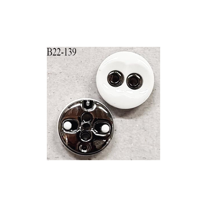 Bouton 22 mm en pvc couleur naturel et chrome 2 trous diamètre 22 mm épaisseur 4.5 mm prix à la pièce