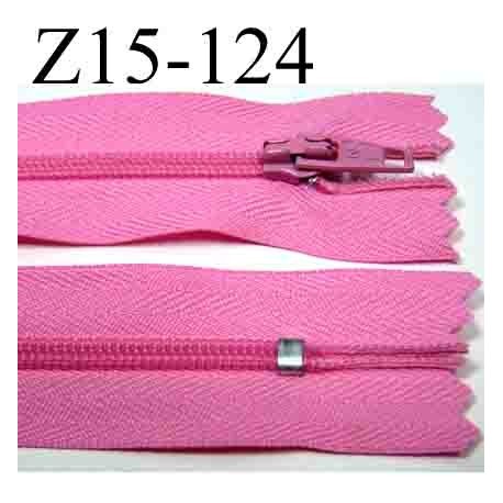 Fermeture zip 15 cm couleur rose non séparable largeur 2.5 cm glissière nylon largeur 4 mm longueur 15 cm prix à l'unité