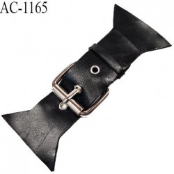 Brandebourg patte simili cuir couleur noir et boucle métal couleur chrome longueur 14 cm hauteur 6.5 cm prix à l'unité