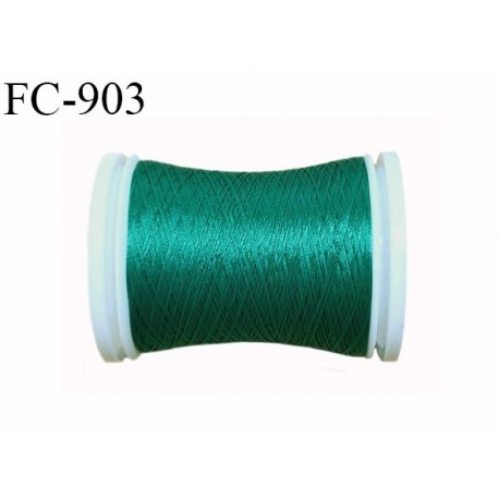 Bobine de 500 m fil mousse polyamide n° 120 couleur vert émeraude clair longueur de 500 mètres bobiné en France