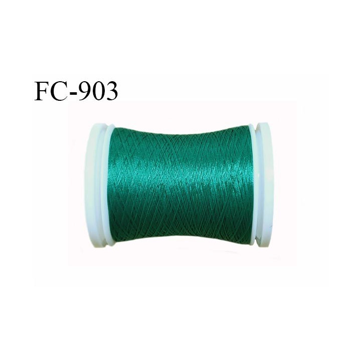 Bobine de 500 m fil mousse polyamide n° 120 couleur vert émeraude clair longueur de 500 mètres bobiné en France