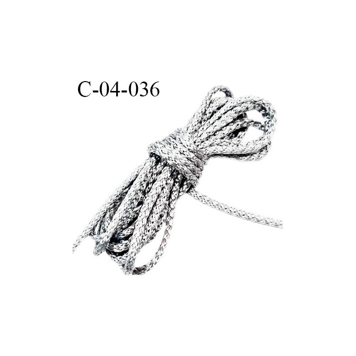Cordon 4 mm couleur gris brillant très solide diamètre 4 mm prix au mètre