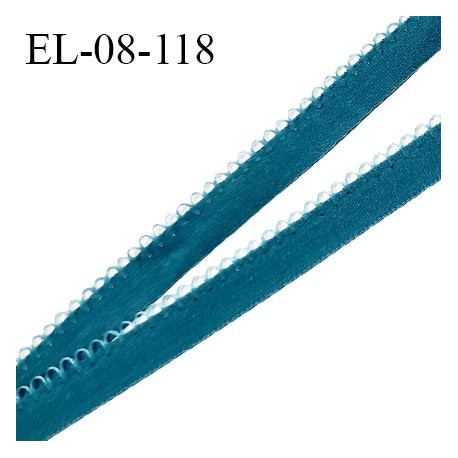 Elastique picot 8 mm haut de gamme couleur bleu vert doux au toucher largeur 8 mm prix au mètre