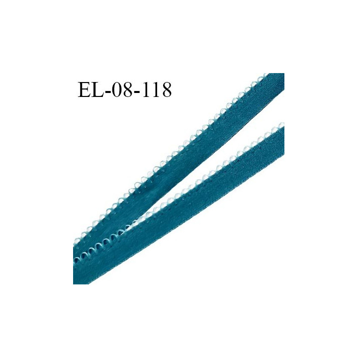 Elastique picot 8 mm haut de gamme couleur bleu vert doux au toucher largeur 8 mm prix au mètre