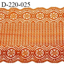 Dentelle 22 cm lycra très haut de gamme largeur 22 cm couleur orange cuivré fabriqué en France bandes jacquard prix au mètre