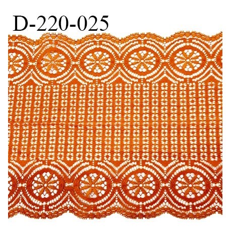 Dentelle 22 cm lycra très haut de gamme largeur 22 cm couleur orange cuivré fabriqué en France bandes jacquard prix au mètre