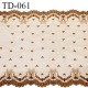 Dentelle 30 cm brodée sur tulle extensible couleur havane haut de gamme douce largeur 30 cm prix pour 10 cm