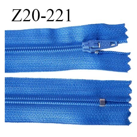 Fermeture zip 20 cm non séparable couleur bleu glissière nylon invisible largeur 5 mm longueur 20 cm prix à l'unité