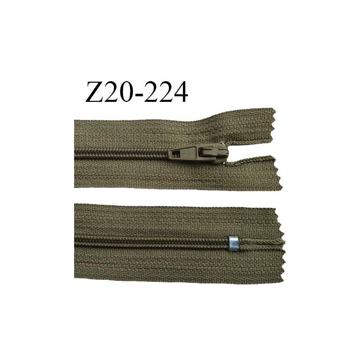Fermeture zip 20 cm non séparable couleur kaki glissière nylon invisible largeur 5 mm longueur 20 cm prix à l'unité