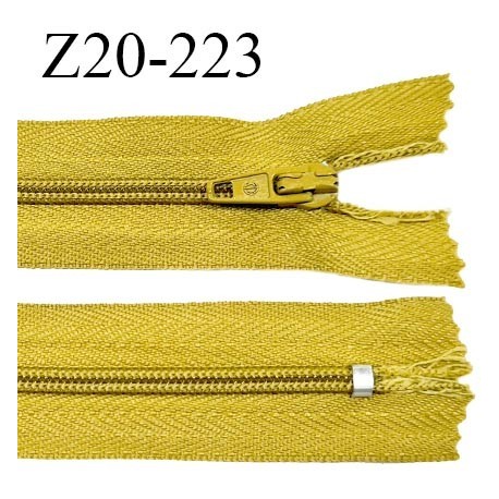 Fermeture zip 20 cm non séparable couleur moutarde glissière nylon invisible largeur 5 mm longueur 20 cm prix à l'unité