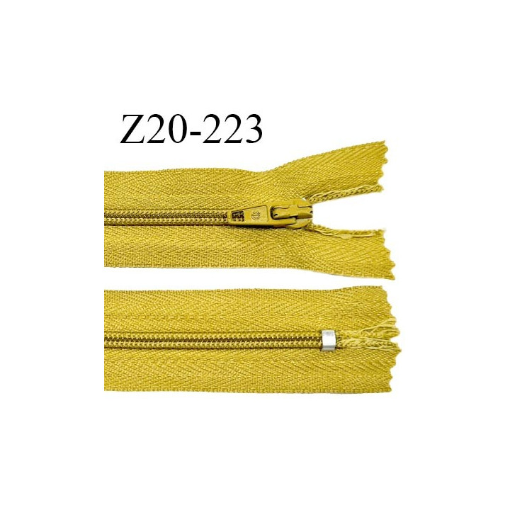 Fermeture zip 20 cm non séparable couleur moutarde glissière nylon invisible largeur 5 mm longueur 20 cm prix à l'unité