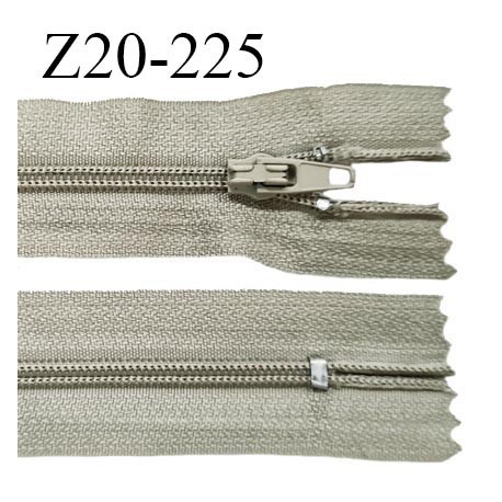 Fermeture zip 20 cm non séparable couleur kaki clair glissière nylon invisible largeur 5 mm longueur 20 cm prix à l'unité
