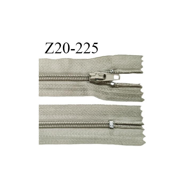Fermeture zip 20 cm non séparable couleur kaki clair glissière nylon invisible largeur 5 mm longueur 20 cm prix à l'unité