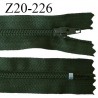 Fermeture zip 20 cm non séparable couleur vert sapin glissière nylon invisible largeur 5 mm longueur 20 cm prix à l'unité