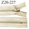Fermeture zip 20 cm non séparable couleur beige glissière nylon invisible largeur 5 mm longueur 20 cm prix à l'unité