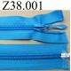 fermeture éclair longueur 38 cm couleur bleu turquoise séparable zip nylon largeur 3.2 cm largeur du zip 6.5 mm curseur métal