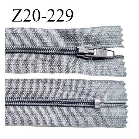 Fermeture zip 20 cm non séparable couleur gris souris glissière nylon invisible largeur 5 mm longueur 20 cm prix à l'unité