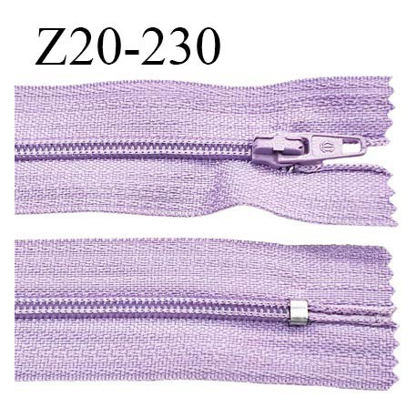 Fermeture zip 20 cm non séparable couleur parme glissière nylon invisible largeur 5 mm longueur 20 cm prix à l'unité