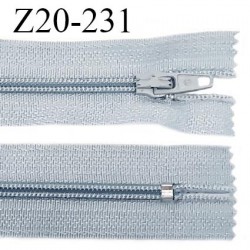 Fermeture zip 20 cm non séparable couleur gris bleuté glissière nylon invisible largeur 5 mm longueur 20 cm prix à l'unité