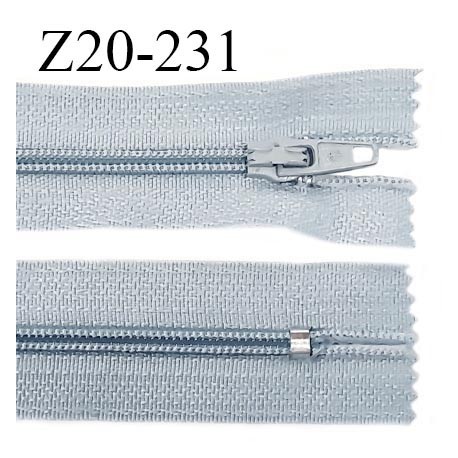 Fermeture zip 20 cm non séparable couleur gris bleuté glissière nylon invisible largeur 5 mm longueur 20 cm prix à l'unité