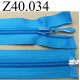 fermeture éclair longueur 40 cm couleur bleu turquoise séparable zip nylon largeur 3.2 cm largeur du zip 6.5 mm curseur métal