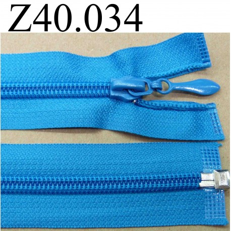 fermeture éclair longueur 40 cm couleur bleu turquoise séparable zip nylon largeur 3.2 cm largeur du zip 6.5 mm curseur métal