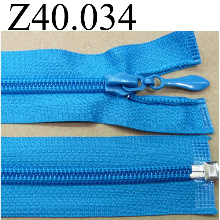fermeture éclair longueur 40 cm couleur bleu turquoise séparable zip nylon  largeur 3.2 cm largeur du zip 6.5 mm curseur métal