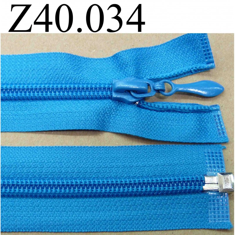 fermeture zip à glissière longueur 40 cm couleur bleu turquoise séparable  zip nylon largeur 3.2 cm largeur du zip 6.5 mm