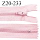 Fermeture zip 20 cm non séparable couleur rose glissière nylon invisible largeur 5 mm longueur 20 cm prix à l'unité