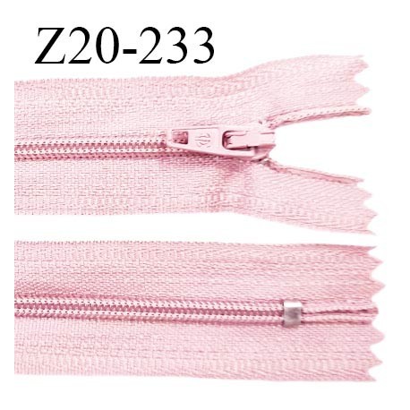 Fermeture zip 20 cm non séparable couleur rose glissière nylon invisible largeur 5 mm longueur 20 cm prix à l'unité