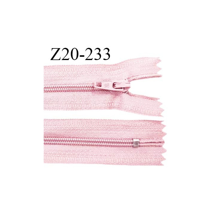 Fermeture zip 20 cm non séparable couleur rose glissière nylon invisible largeur 5 mm longueur 20 cm prix à l'unité