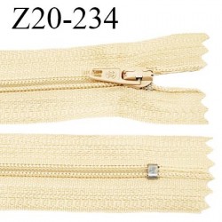 Fermeture zip 20 cm non séparable couleur beige jaune paille glissière nylon longueur 20 cm prix à l'unité